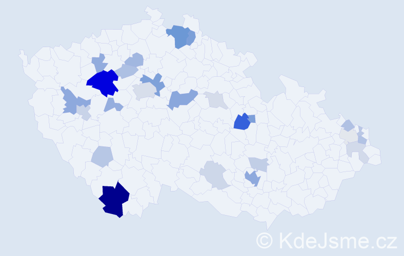 Příjmení: 'Valentin', počet výskytů 72 v celé ČR