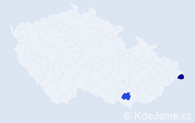 Příjmení: 'Meno', počet výskytů 2 v celé ČR