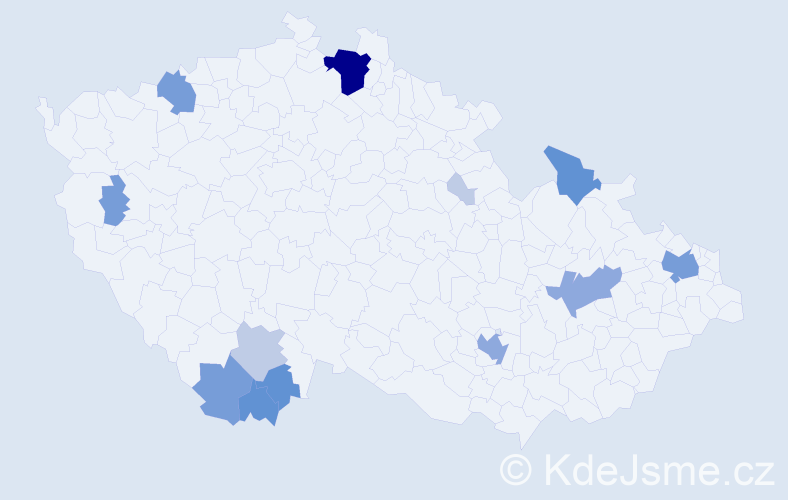 Příjmení: 'Koprna', počet výskytů 40 v celé ČR
