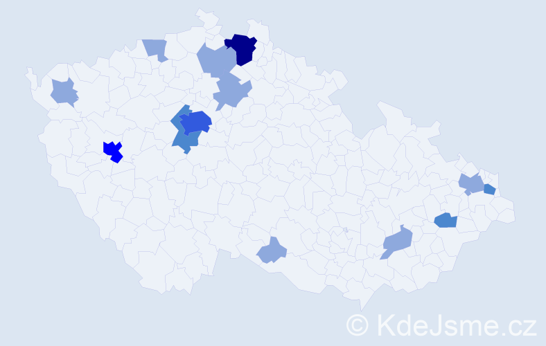 Příjmení: 'Záslav', počet výskytů 25 v celé ČR