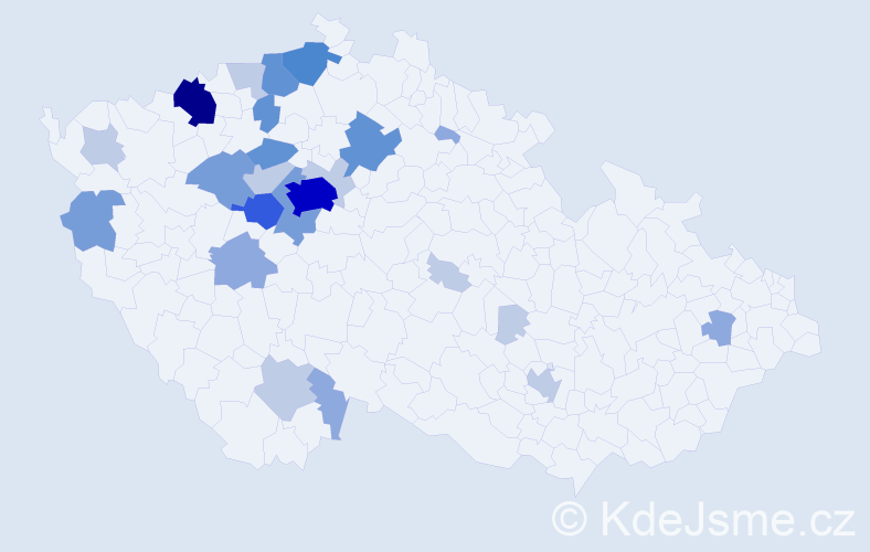 Příjmení: 'Mittelbachová', počet výskytů 71 v celé ČR
