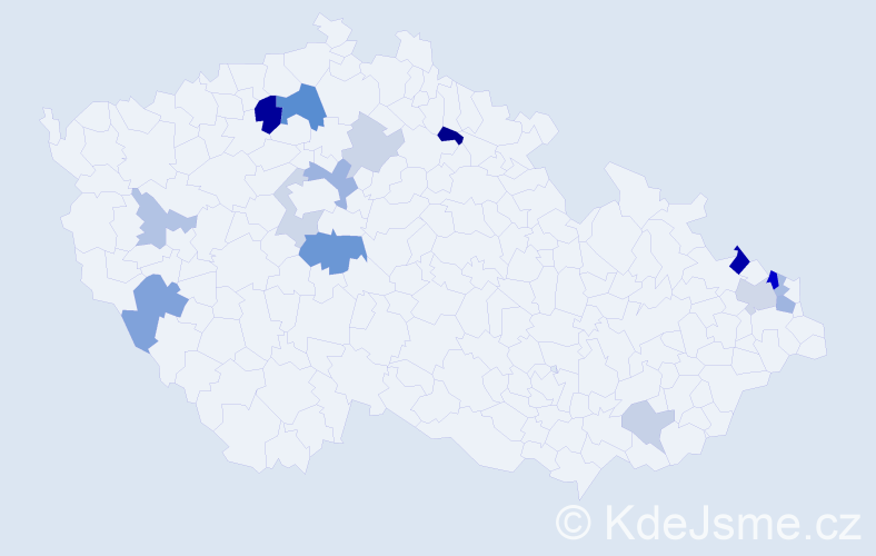 Příjmení: 'Kohanová', počet výskytů 33 v celé ČR