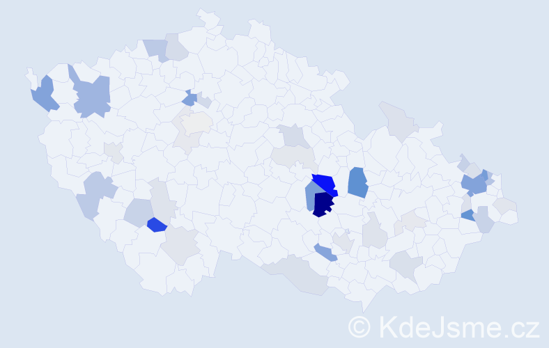 Příjmení: 'Kaša', počet výskytů 135 v celé ČR