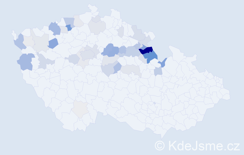 Příjmení: 'Bašek', počet výskytů 166 v celé ČR