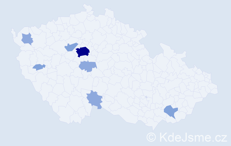 Příjmení: 'Klempera', počet výskytů 17 v celé ČR