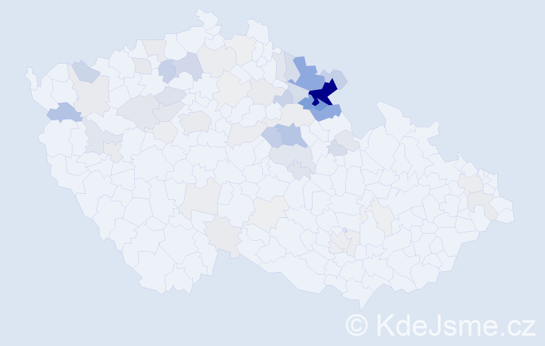 Příjmení: 'Kaválková', počet výskytů 215 v celé ČR