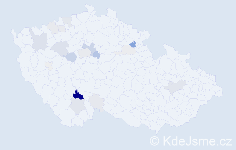 Příjmení: 'Hladeček', počet výskytů 56 v celé ČR