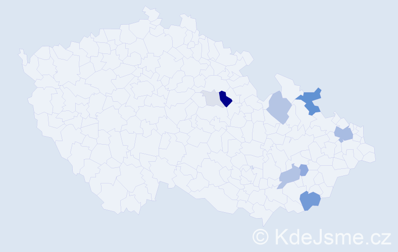 Příjmení: 'Adami', počet výskytů 25 v celé ČR