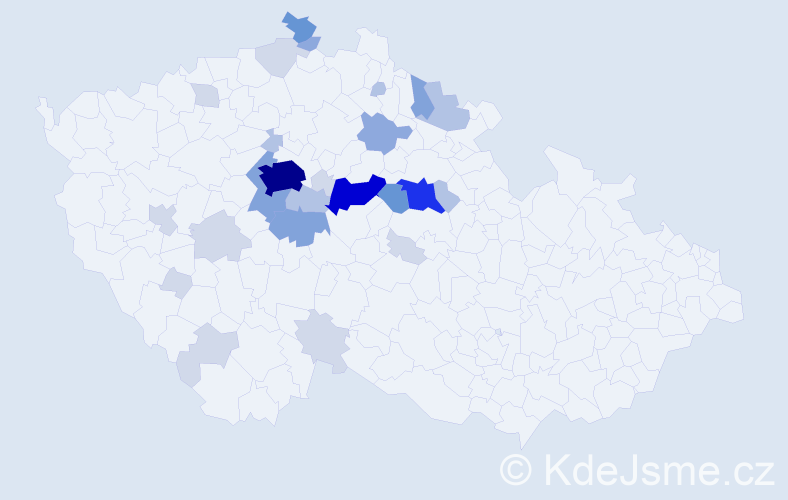 Příjmení: 'Turynová', počet výskytů 90 v celé ČR