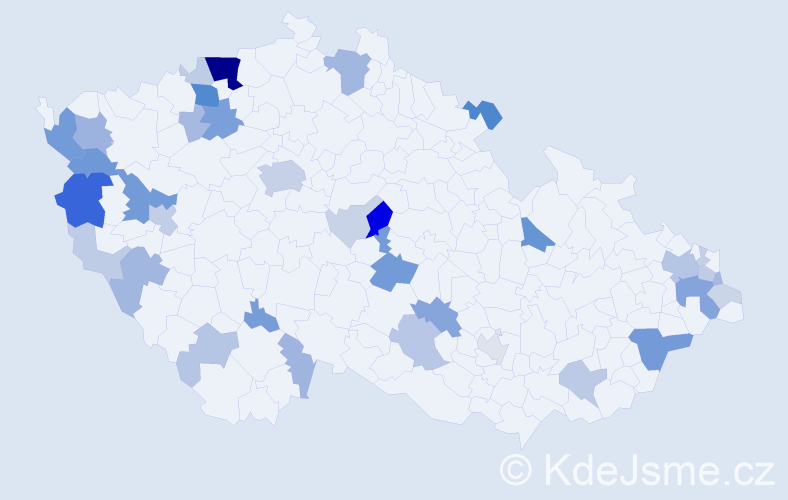 Příjmení: 'Daňko', počet výskytů 123 v celé ČR