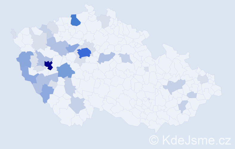 Příjmení: 'Terčová', počet výskytů 116 v celé ČR