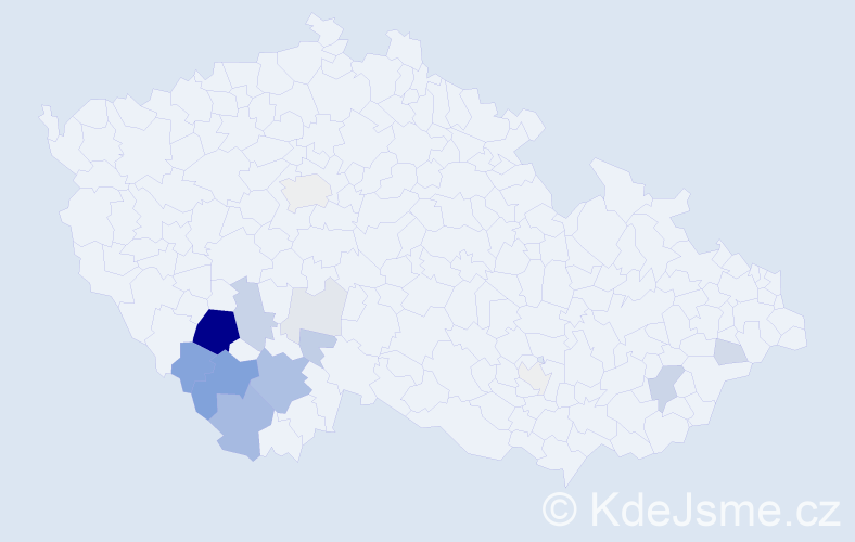 Příjmení: 'Frnochová', počet výskytů 49 v celé ČR