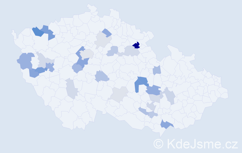 Příjmení: 'Freislebenová', počet výskytů 71 v celé ČR