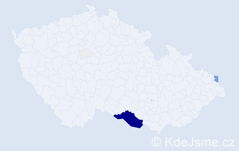 Příjmení: 'Kláris', počet výskytů 11 v celé ČR