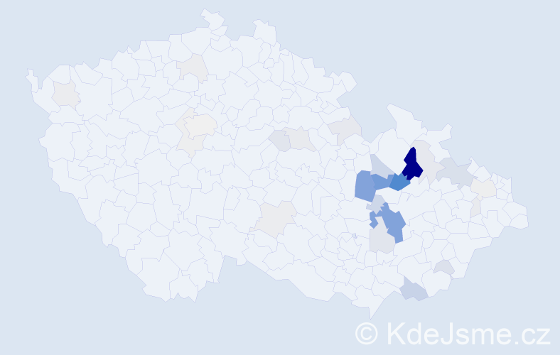 Příjmení: 'Fréharová', počet výskytů 104 v celé ČR