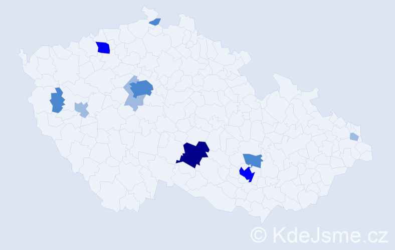 Příjmení: 'Hlaváčiková', počet výskytů 21 v celé ČR