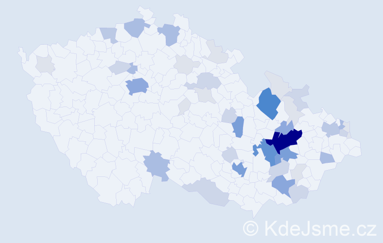 Příjmení: 'Kluka', počet výskytů 151 v celé ČR