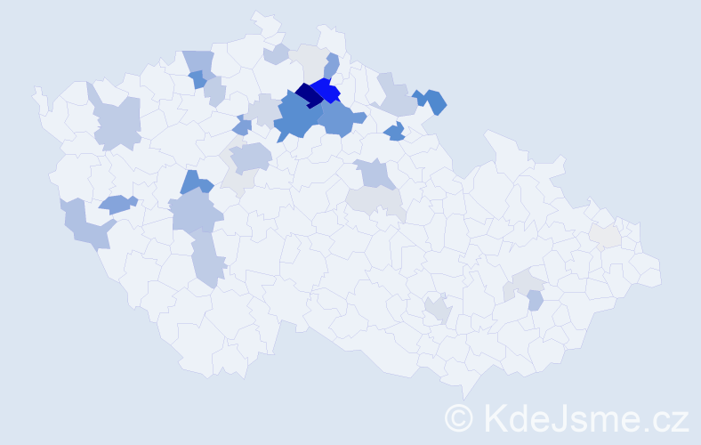 Příjmení: 'Valkoun', počet výskytů 117 v celé ČR