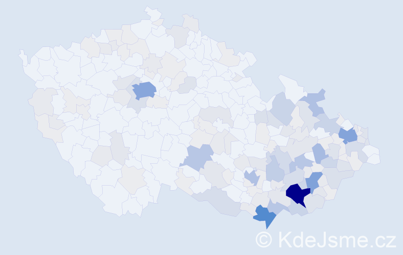 Příjmení: 'Bartošíková', počet výskytů 570 v celé ČR