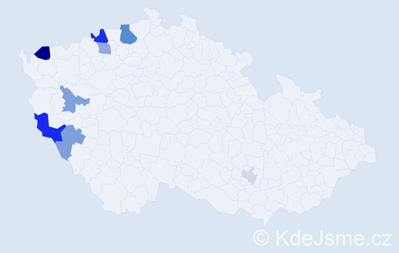 Příjmení: 'Temcsák', počet výskytů 12 v celé ČR