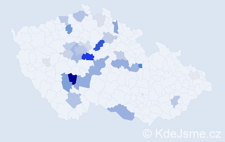Příjmení: 'Dědourková', počet výskytů 77 v celé ČR