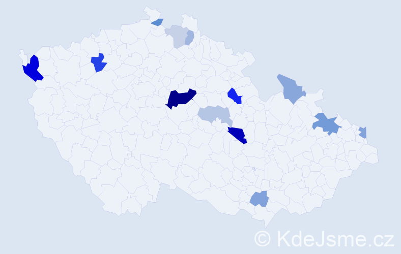 Příjmení: 'Bugová', počet výskytů 30 v celé ČR