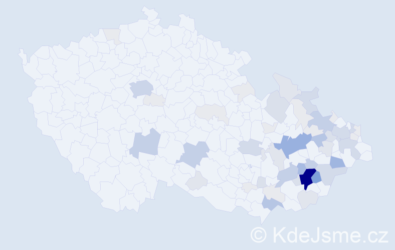 Příjmení: 'Dlabaja', počet výskytů 228 v celé ČR