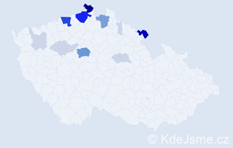 Příjmení: 'Deňo', počet výskytů 61 v celé ČR