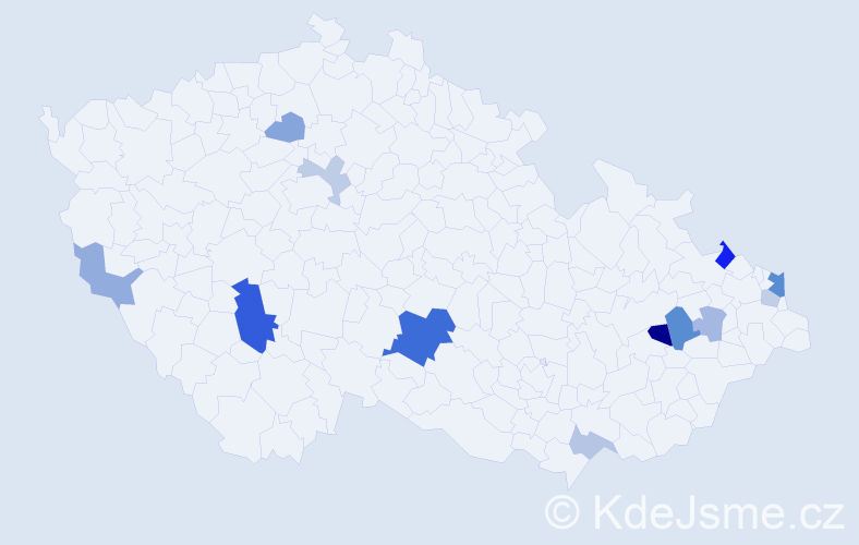 Příjmení: 'Lukačko', počet výskytů 26 v celé ČR