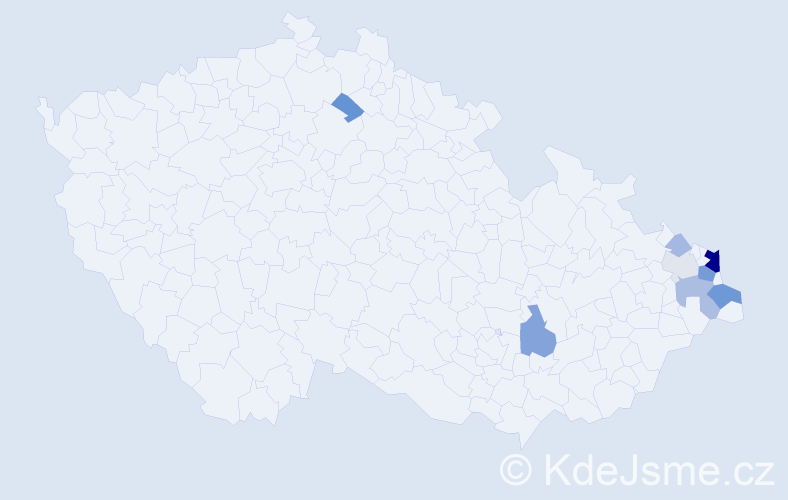 Příjmení: 'Kolarzová', počet výskytů 25 v celé ČR