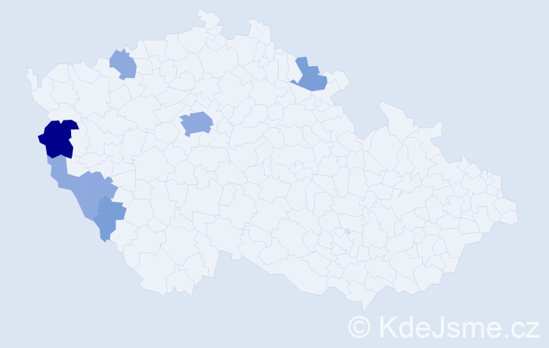 Příjmení: 'Bandžal', počet výskytů 15 v celé ČR