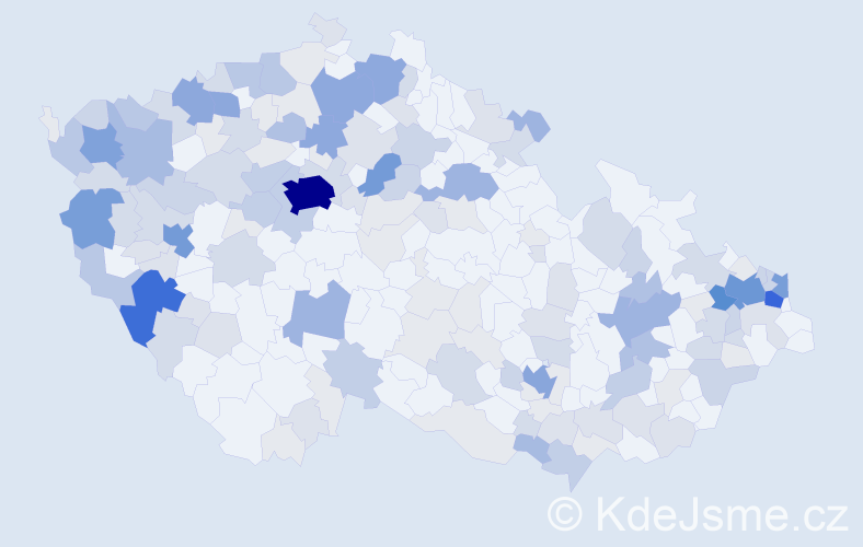 Příjmení: 'Kovács', počet výskytů 599 v celé ČR