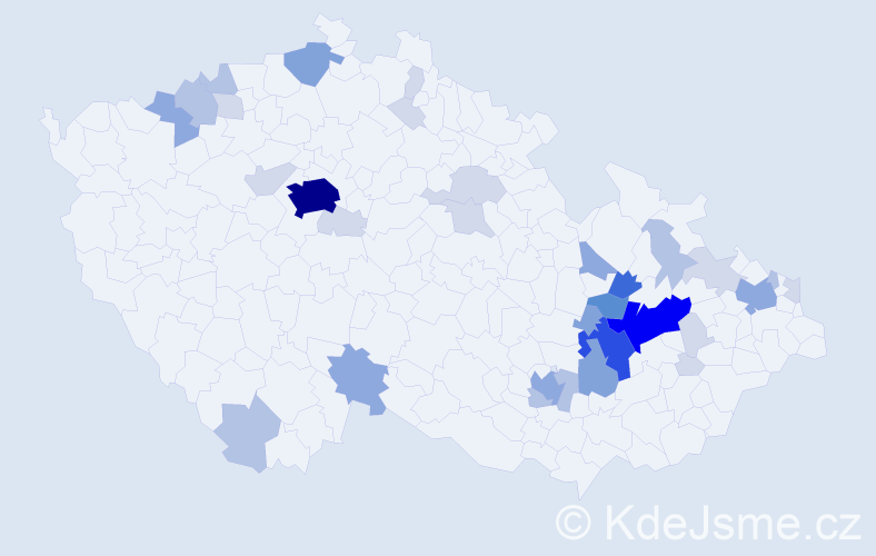Příjmení: 'Peč', počet výskytů 105 v celé ČR