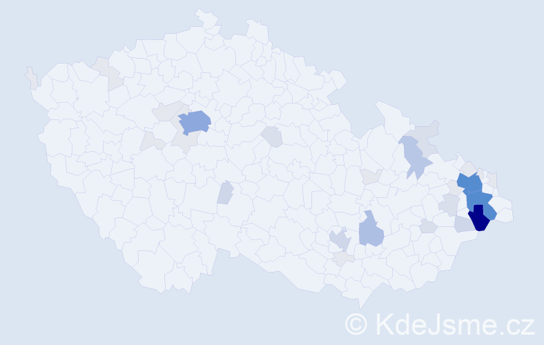 Příjmení: 'Kubačáková', počet výskytů 132 v celé ČR