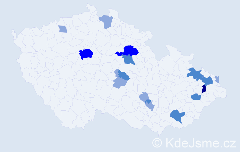 Příjmení: 'Mečiar', počet výskytů 33 v celé ČR