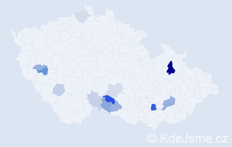 Příjmení: 'Mácka', počet výskytů 21 v celé ČR