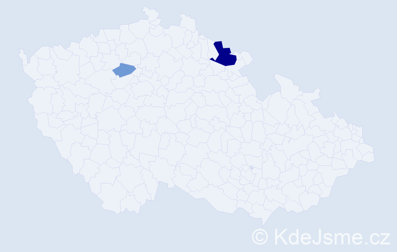 Příjmení: 'Hromádek', počet výskytů 6 v celé ČR