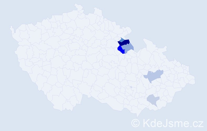 Příjmení: 'Toucová', počet výskytů 11 v celé ČR
