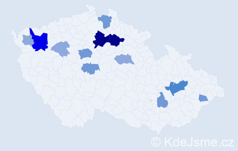 Příjmení: 'Vynikal', počet výskytů 34 v celé ČR