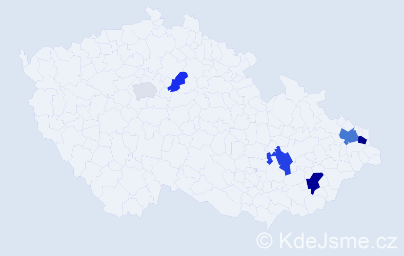 Příjmení: 'Daničová', počet výskytů 14 v celé ČR