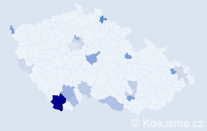Příjmení: 'Tancer', počet výskytů 74 v celé ČR
