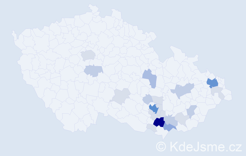 Příjmení: 'Hutáková', počet výskytů 67 v celé ČR