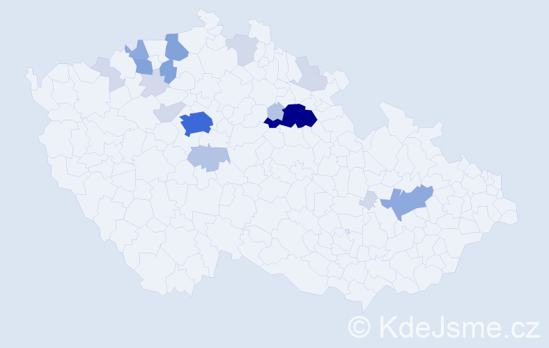 Příjmení: 'Kundrt', počet výskytů 53 v celé ČR