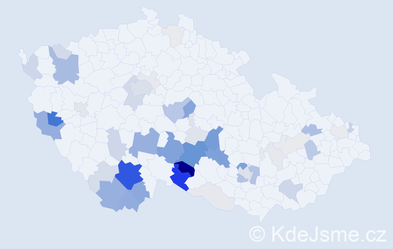 Příjmení: 'Tomandl', počet výskytů 174 v celé ČR