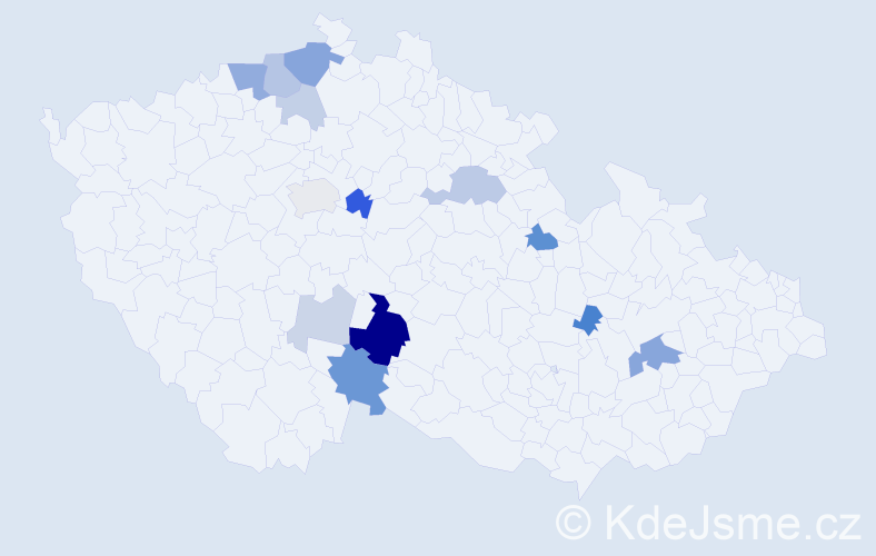 Příjmení: 'Kyba', počet výskytů 33 v celé ČR