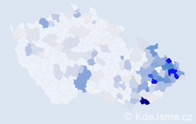 Příjmení: 'Sobek', počet výskytů 723 v celé ČR