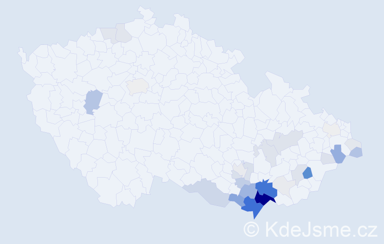 Příjmení: 'Esterka', počet výskytů 138 v celé ČR