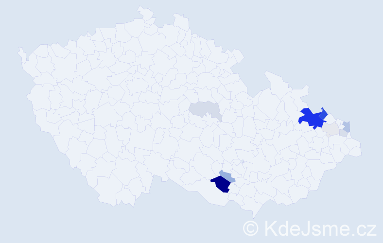 Příjmení: 'Blahetková', počet výskytů 27 v celé ČR
