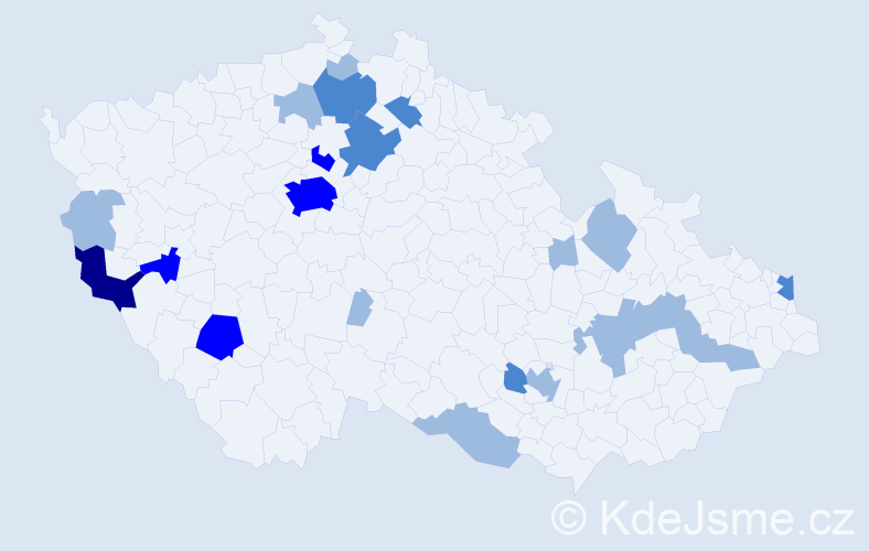 Příjmení: 'Kureková', počet výskytů 39 v celé ČR