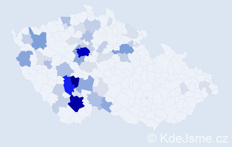 Příjmení: 'Kálal', počet výskytů 153 v celé ČR